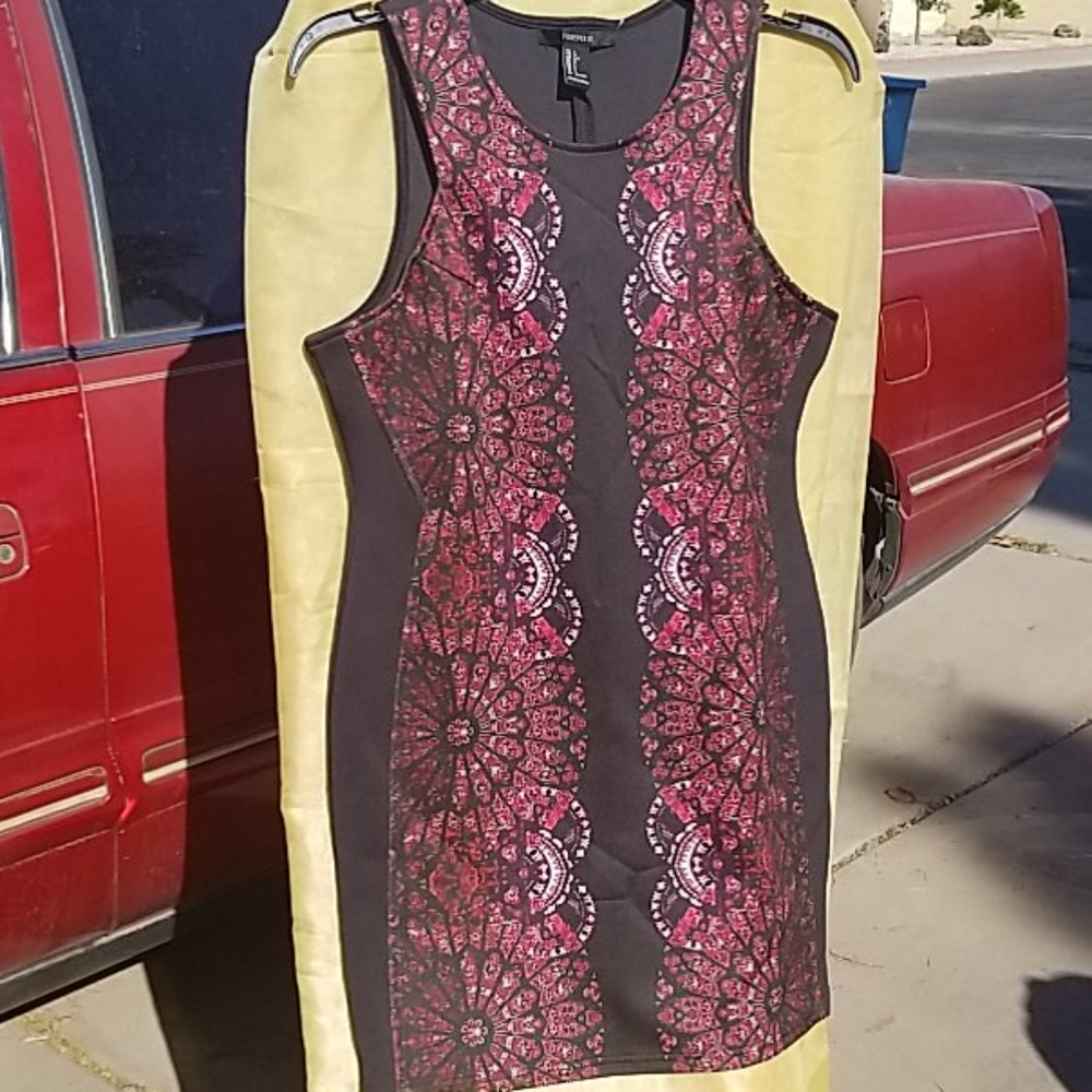 Dress, Short, Black, Multicolored